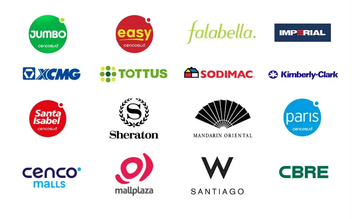 Clientes de MET ONE: Jumbo, Easy, Falabella, Imperial, XCMG, Tottus, Sodimac, Kimberly-Clark, Santa Isabel, Sheraton, Mandarin Oriental, Paris, Cenco Malls, Mallplaza, W Santiago y CBRE